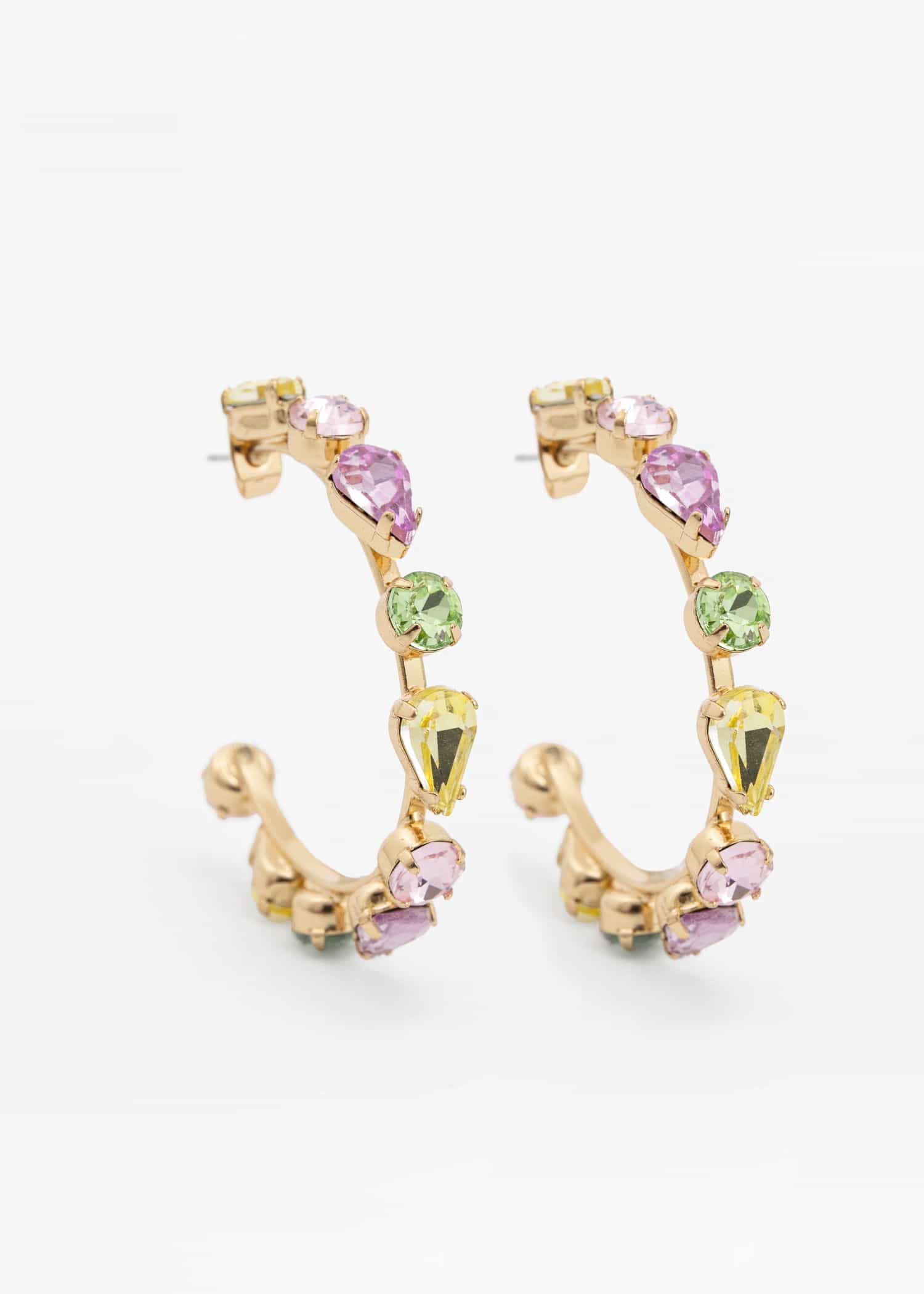 STONE Hoops med glasstenar - Guld 2 - Indiska