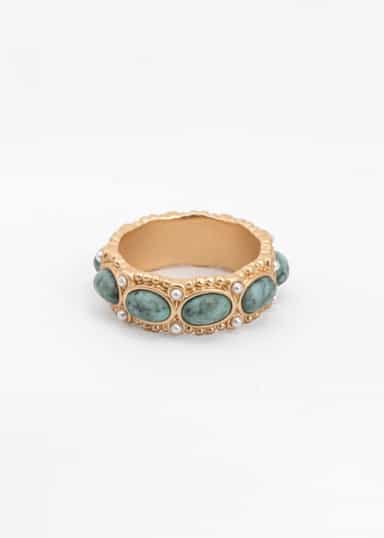 BEAD Dekorativ ring med steiner - Blå 2 - Indiska