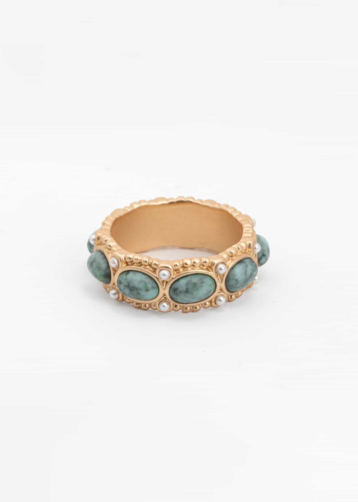 BEAD Dekorativ ring med steiner - Blå 2 - Indiska