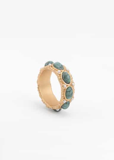 BEAD Dekorativ ring med steiner - Blå 1 - Indiska