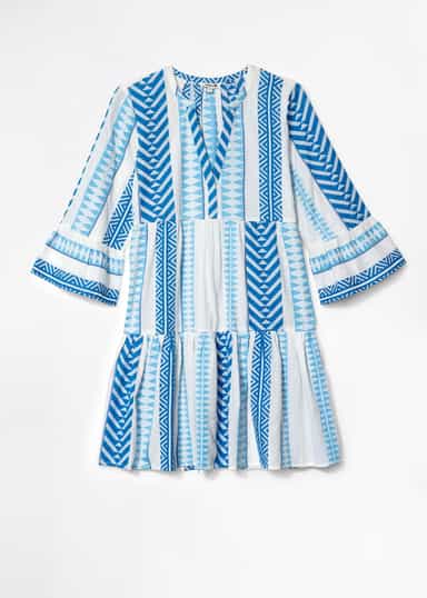 YOLANA Blå jacquard-vävd tunika - Blå 5 - Indiska
