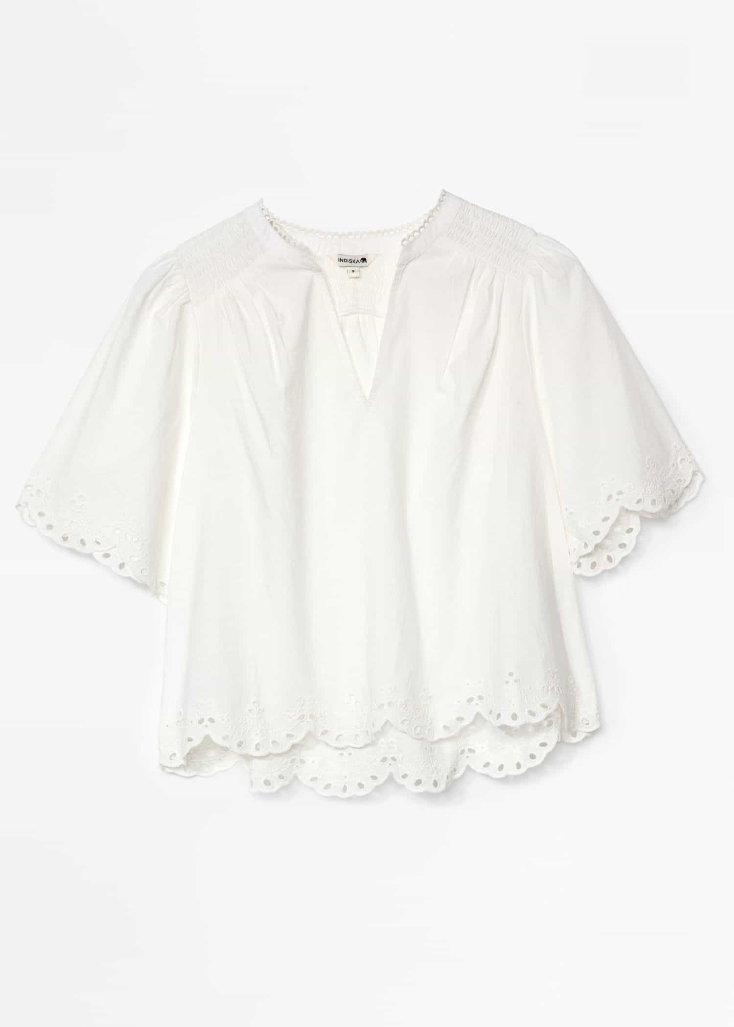 ARIELLE Brodert bluse - Hvit 6 - Indiska