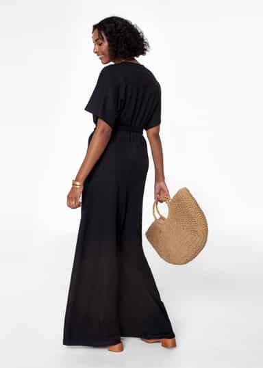 3A Jumpsuit med omlott - Svart NO - Indiska