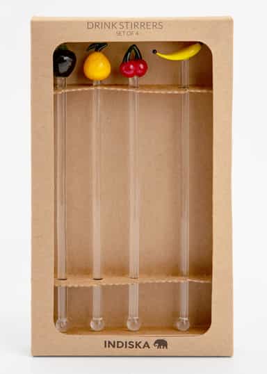FRUIT Dekorativa drinkpinnar i glas - Multi 3 - Indiska