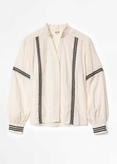 SARA Vit broderad blus - Beige 5 - Indiska