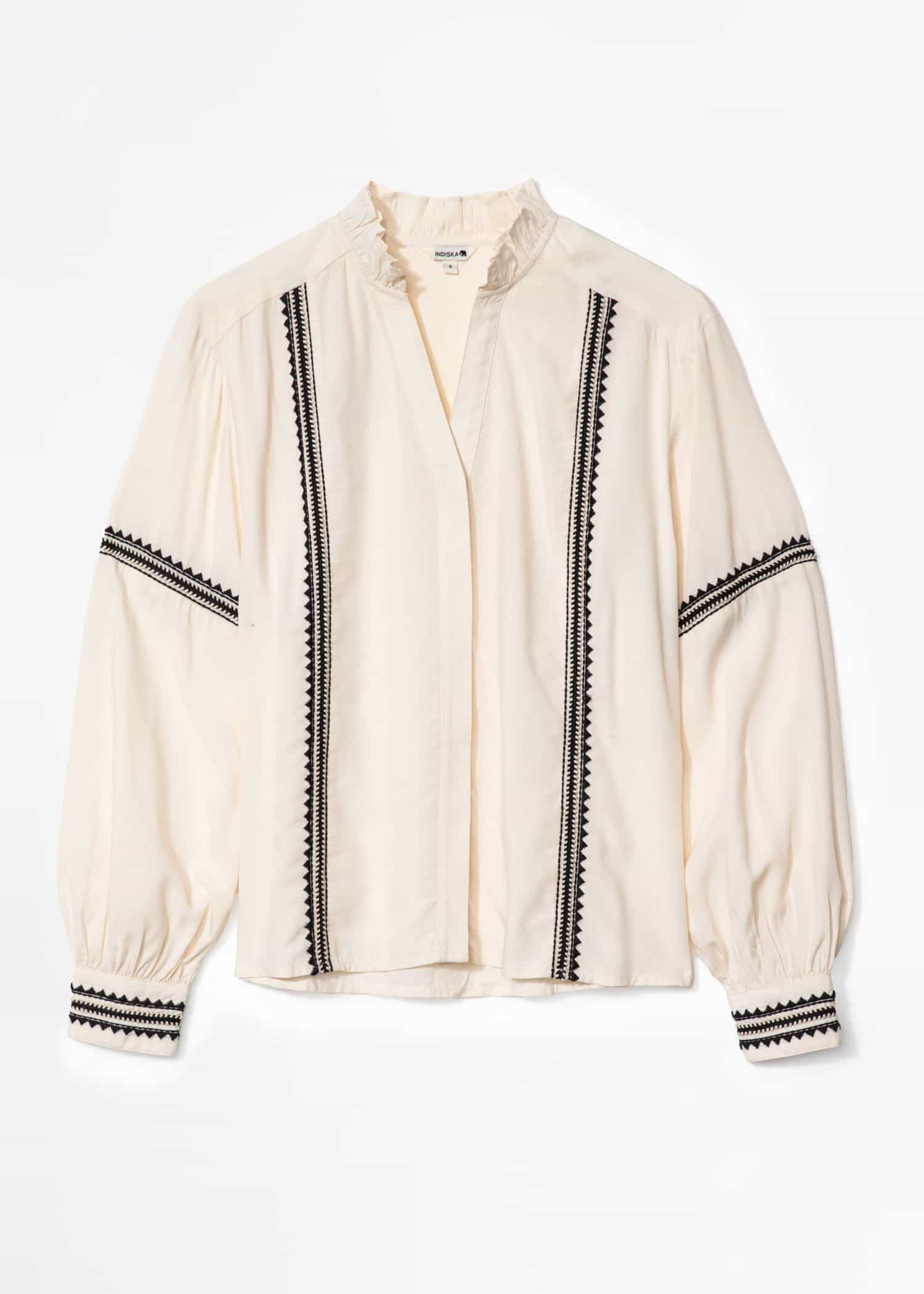 SARA Vit broderad blus - Beige 5 - Indiska