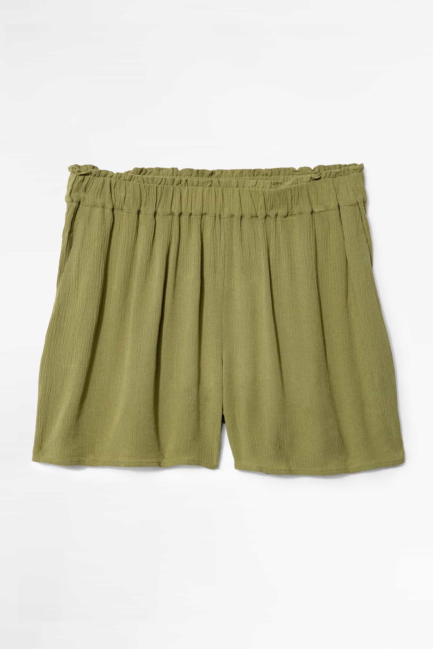 LILA Khakifärgade krinklade shorts - Grön 4 - Indiska