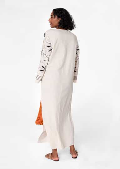 BODE Broderad lång kaftan - Beige 5 - Indiska