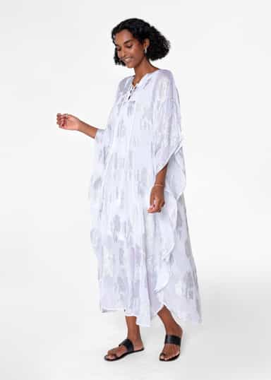 PARADISE Glittrig lång kaftan  - Vit 4 - Indiska