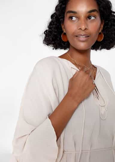 RUBY Beige tunika med volang - Beige 3 - Indiska