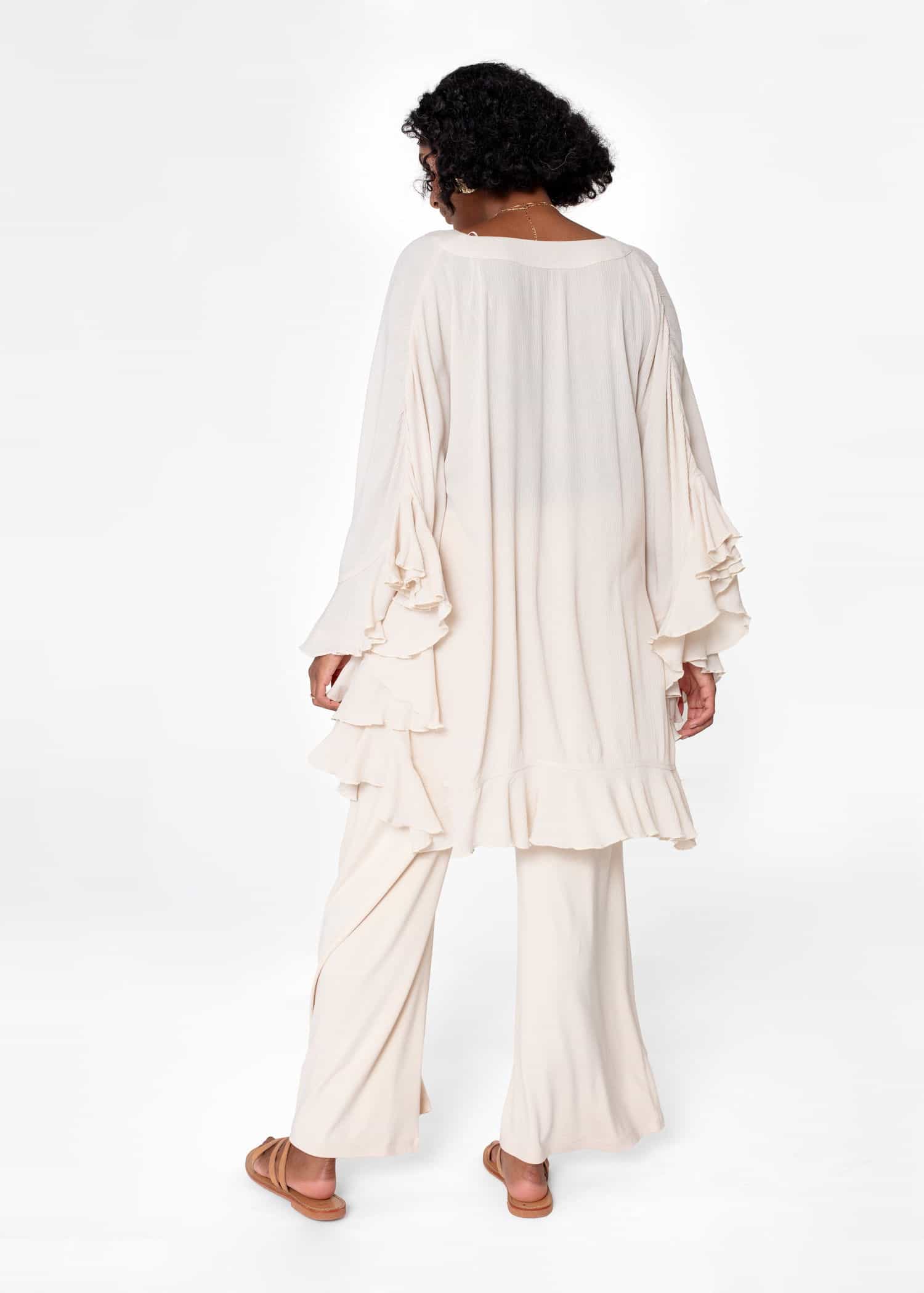 RUBY Beige tunika med volang - Beige 4 - Indiska