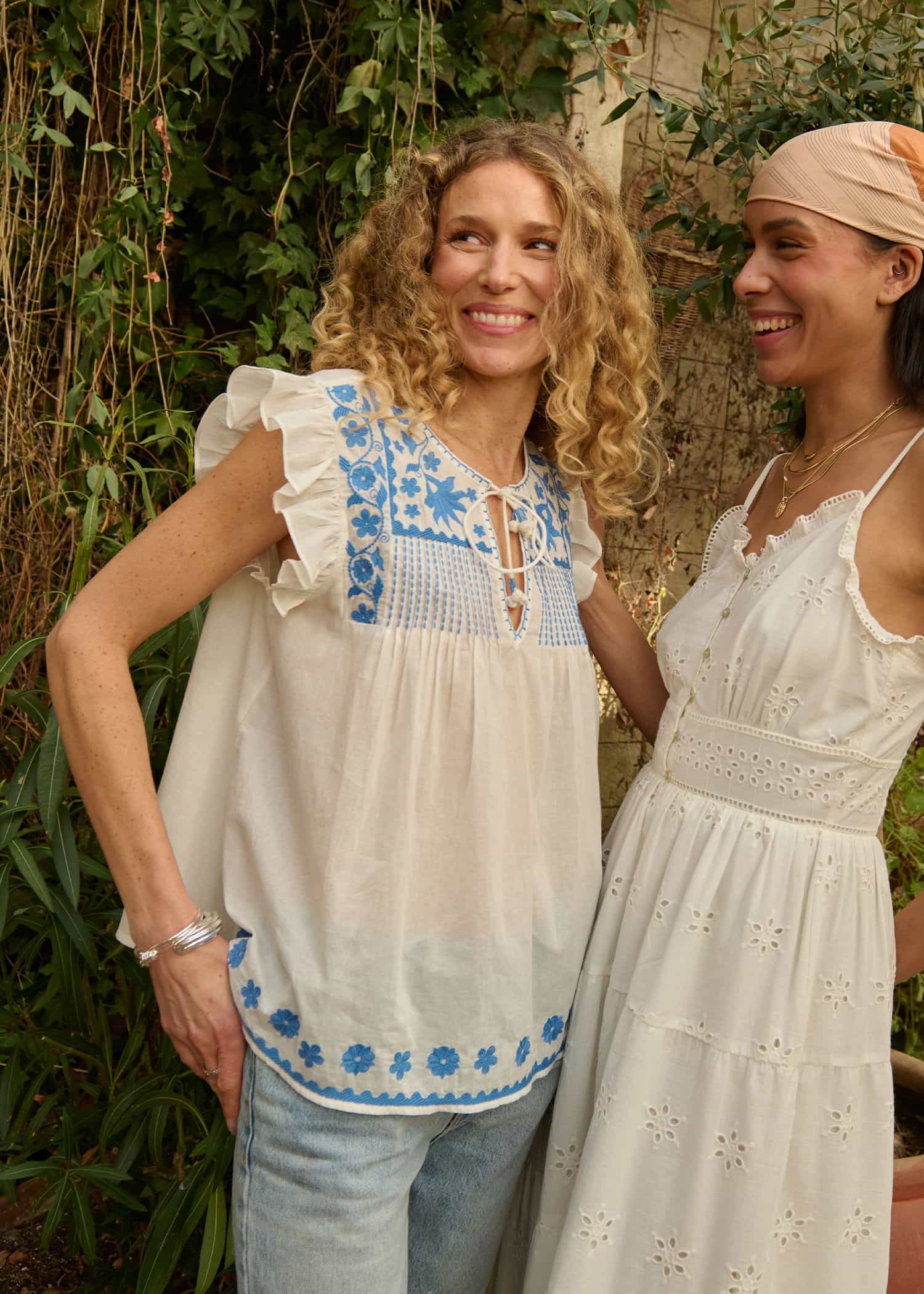 SIGNE Brodert bluse - Hvit 1 - Indiska