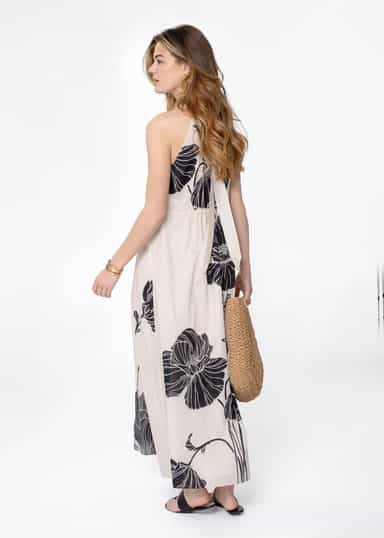 CAROLE Kuviollinen maksimekko - Beige 3 - Indiska