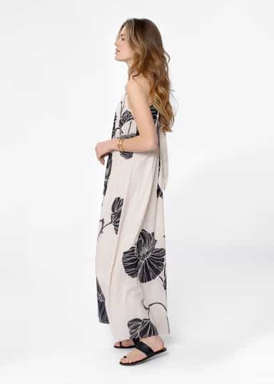 CAROLE Kuviollinen maksimekko - Beige 6 - Indiska