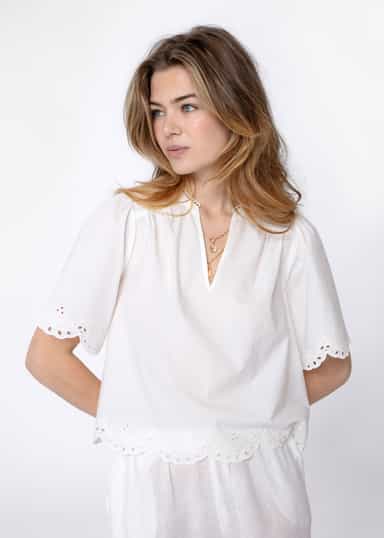 ARIELLE Brodert bluse - Hvit 1 - Indiska