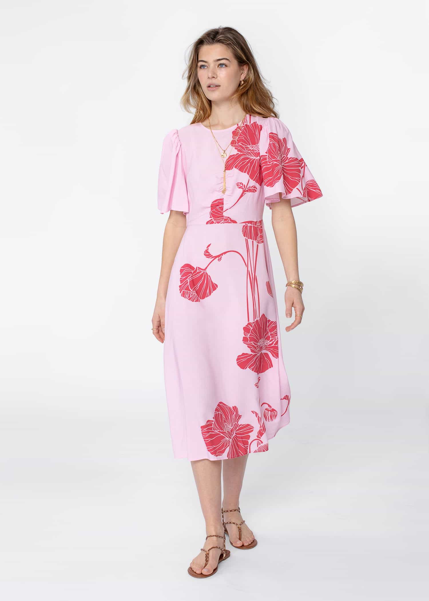 ELLA Lång blommig klänning - Rosa 2 - Indiska