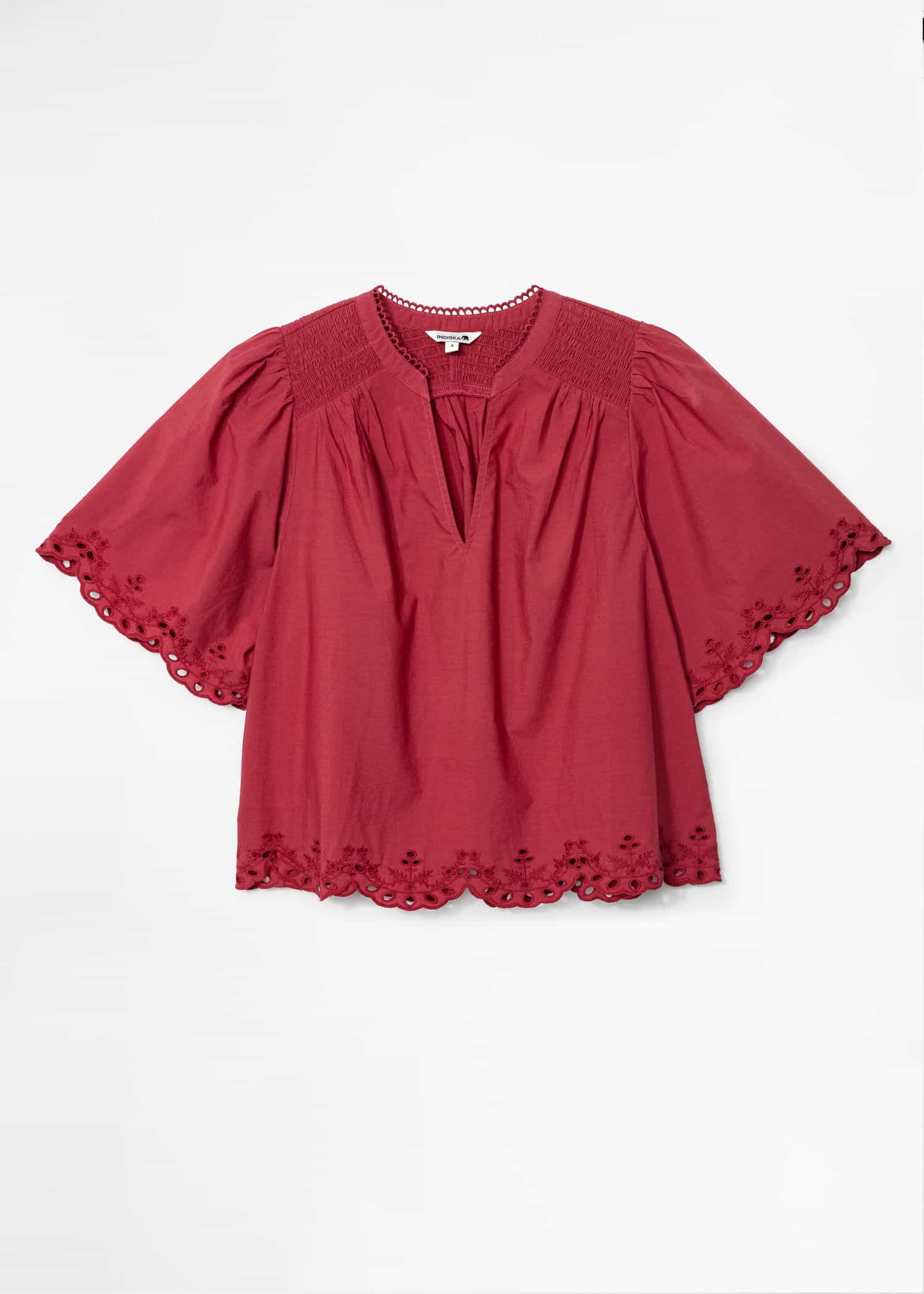 ARIELLE Röd broderad blus - Röd 1 - Indiska