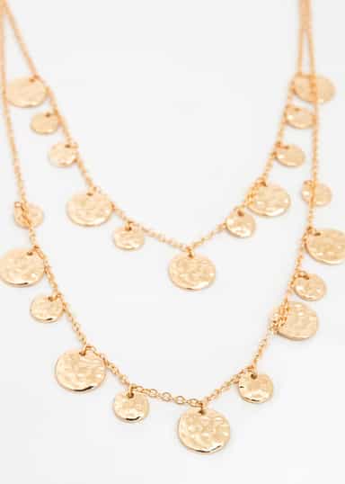 PENDENTS Dubbelkedjat guldfärgat halsband - Guld 2 - Indiska