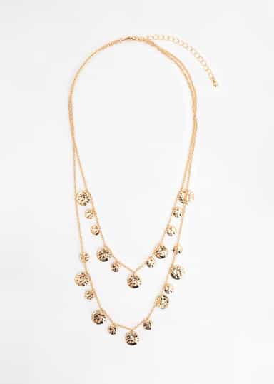PENDENTS Dubbelkedjat guldfärgat halsband - Guld 1 - Indiska