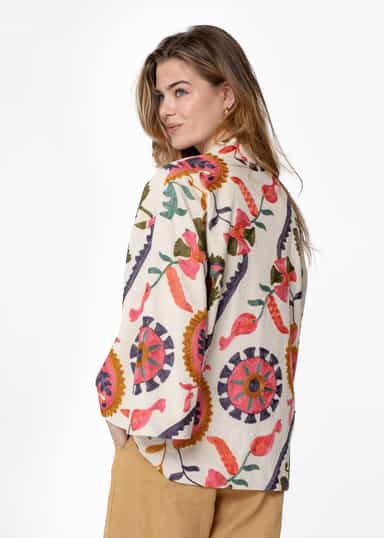 VIVI Kuviollinen kirjailtu kimono - Vaaleanpunainen 3 - Indiska