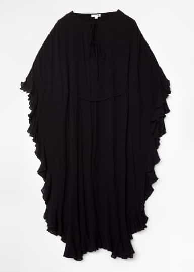 RUBY Svart kaftan med volang - Svart 7 - Indiska