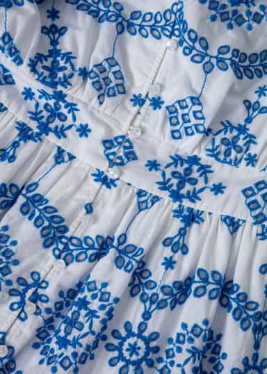 REVA Mönstrad broderie anglais klänning - Blå 7 - Indiska