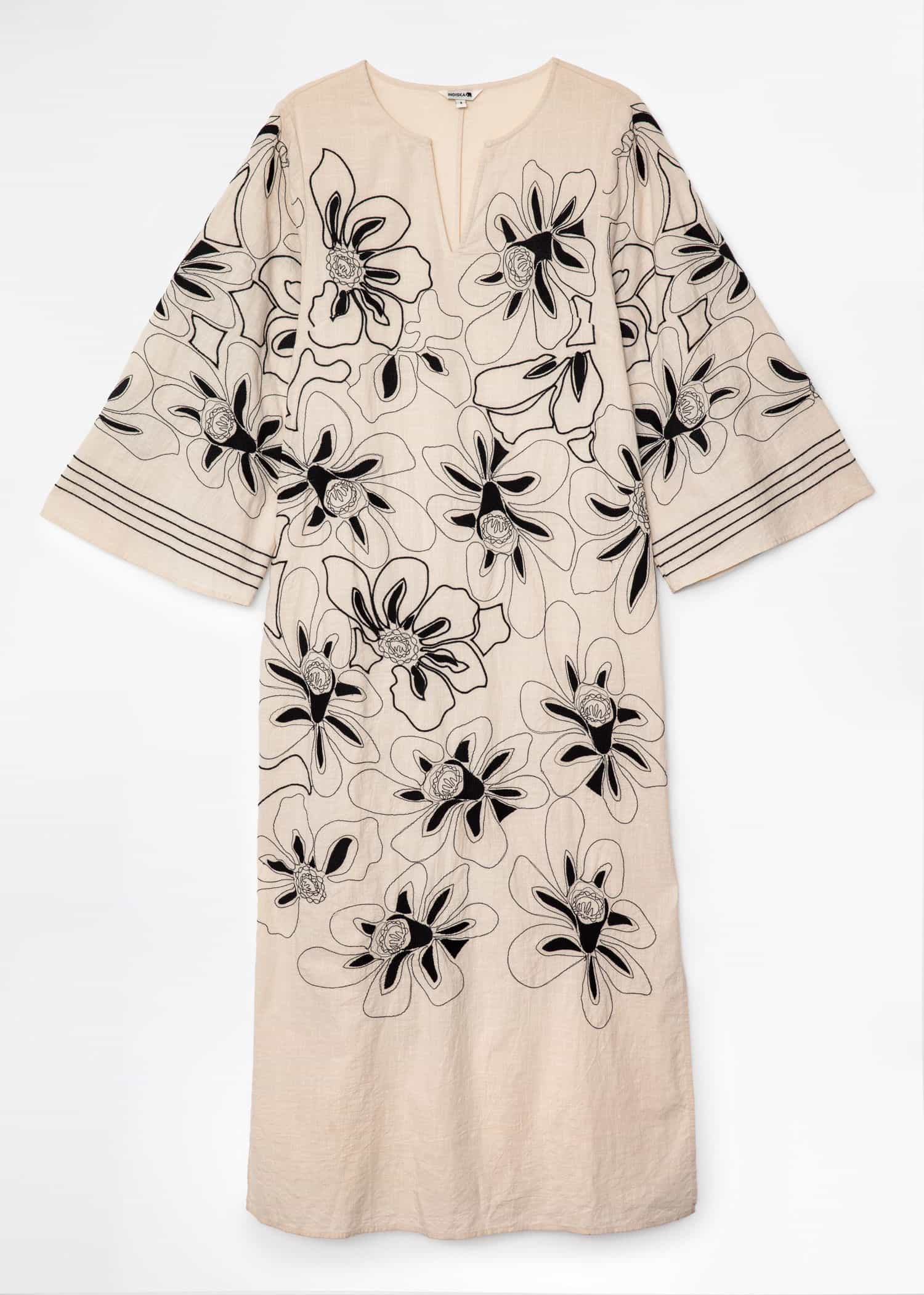 BODE Broderad lång kaftan - Beige 6 - Indiska