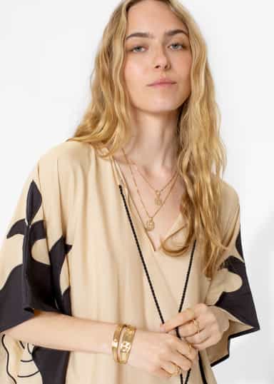 GARBO Pitkä kuviollinen kaftaani - Beige 3 - Indiska