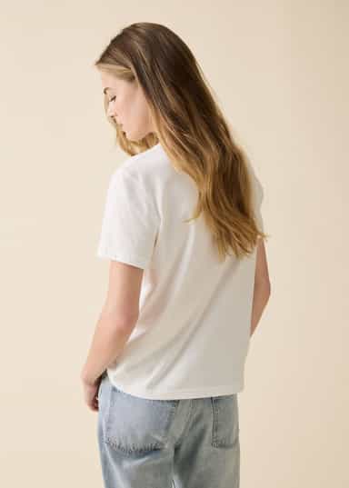 Amanda Mönstrad t-shirt - Vit 3 - Indiska