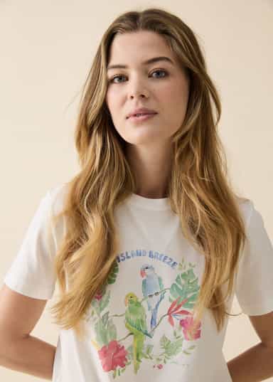 Amanda Mönstrad t-shirt - Vit 2 - Indiska