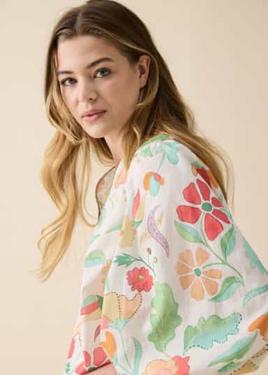 HANA Rosa bomullsbluse - Grønn 1 - Indiska