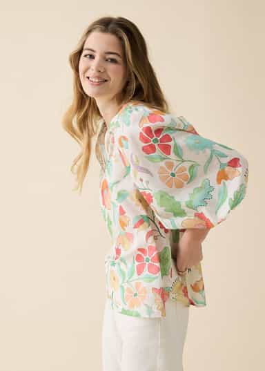 HANA Rosa bomullsbluse - Grønn 3 - Indiska