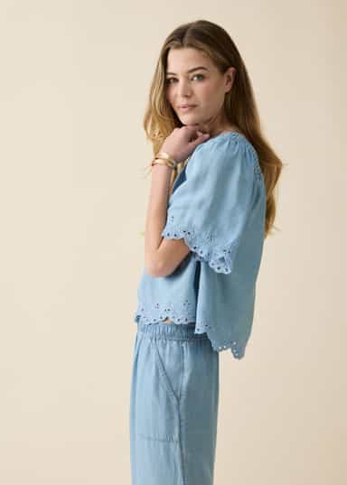 ARIELLE Blå bluse i tencel - Blå 2 - Indiska
