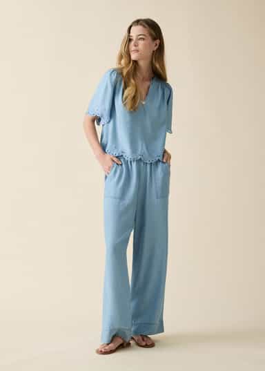 ARIELLE Blå bluse i tencel - Blå 3 - Indiska