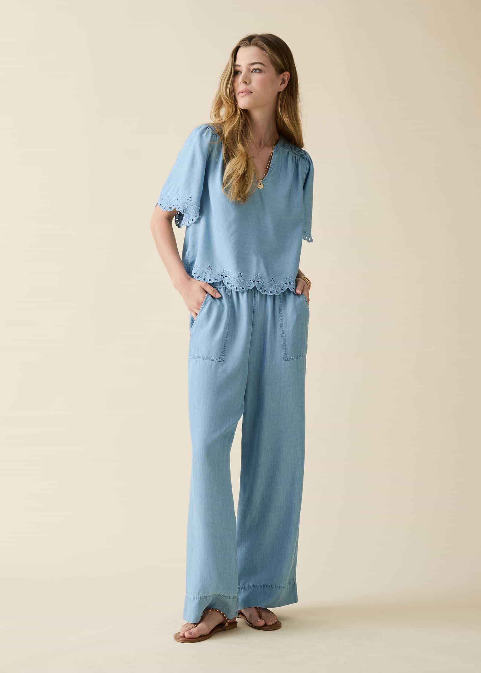 ARIELLE Blå bluse i tencel - Blå 3 - Indiska