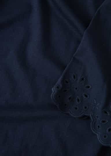 EPPLE Blå t-shirt med broderad ärm  - Blå 2 - Indiska