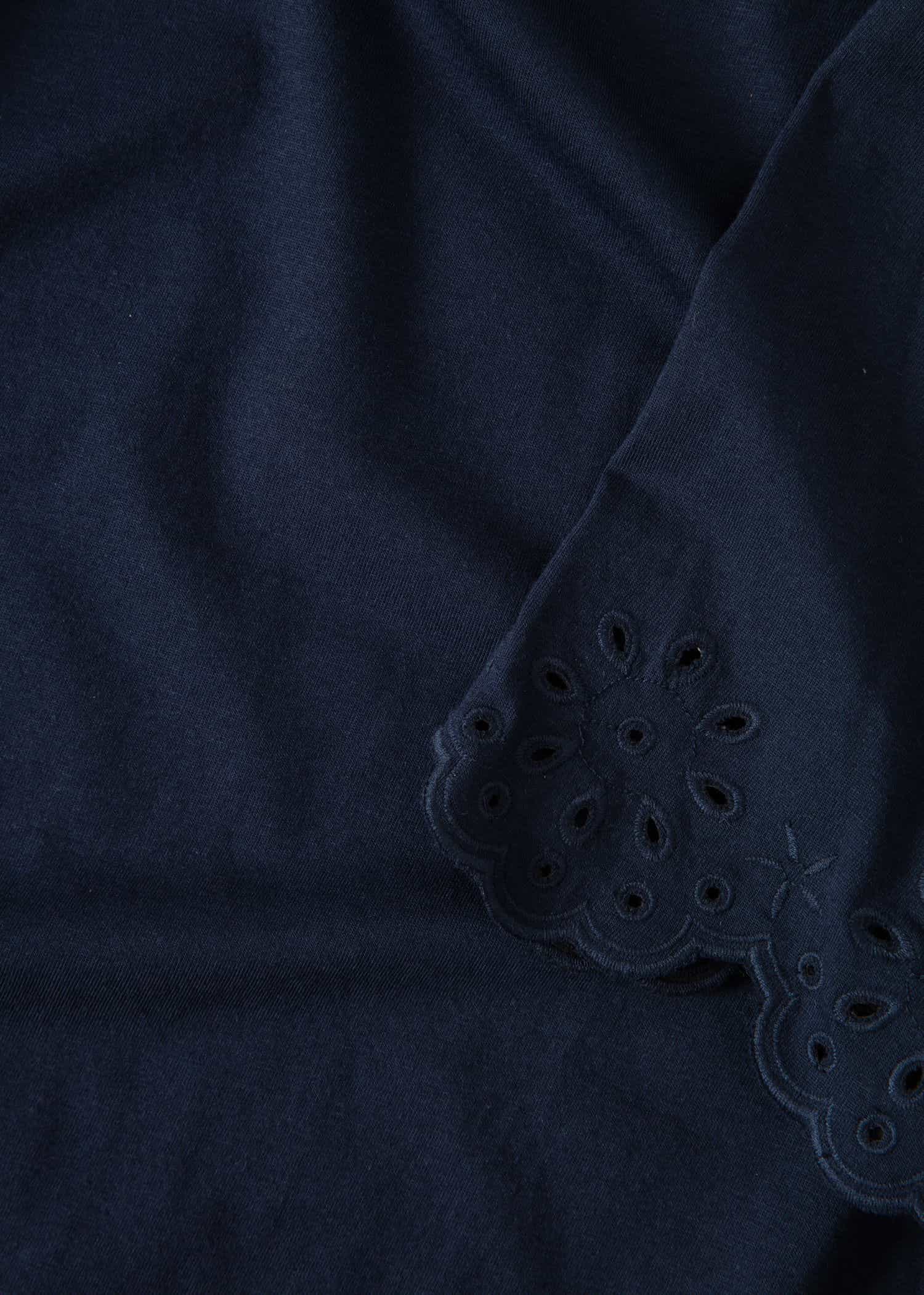 EPPLE Blå t-shirt med broderad ärm  - Blå 2 - Indiska