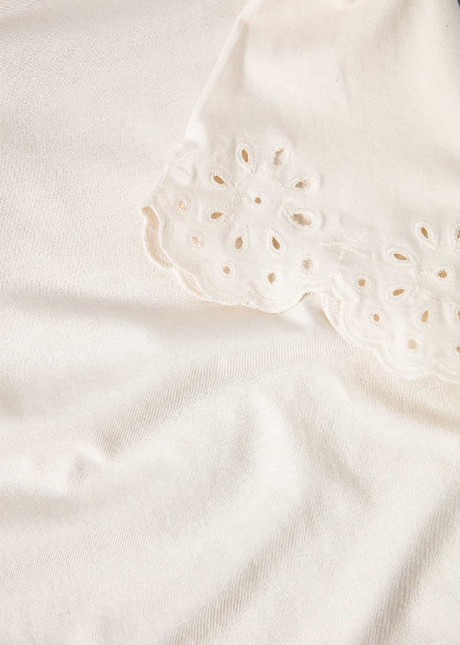EPPLE Vit t-shirt med broderad ärm  - Vit 6 - Indiska