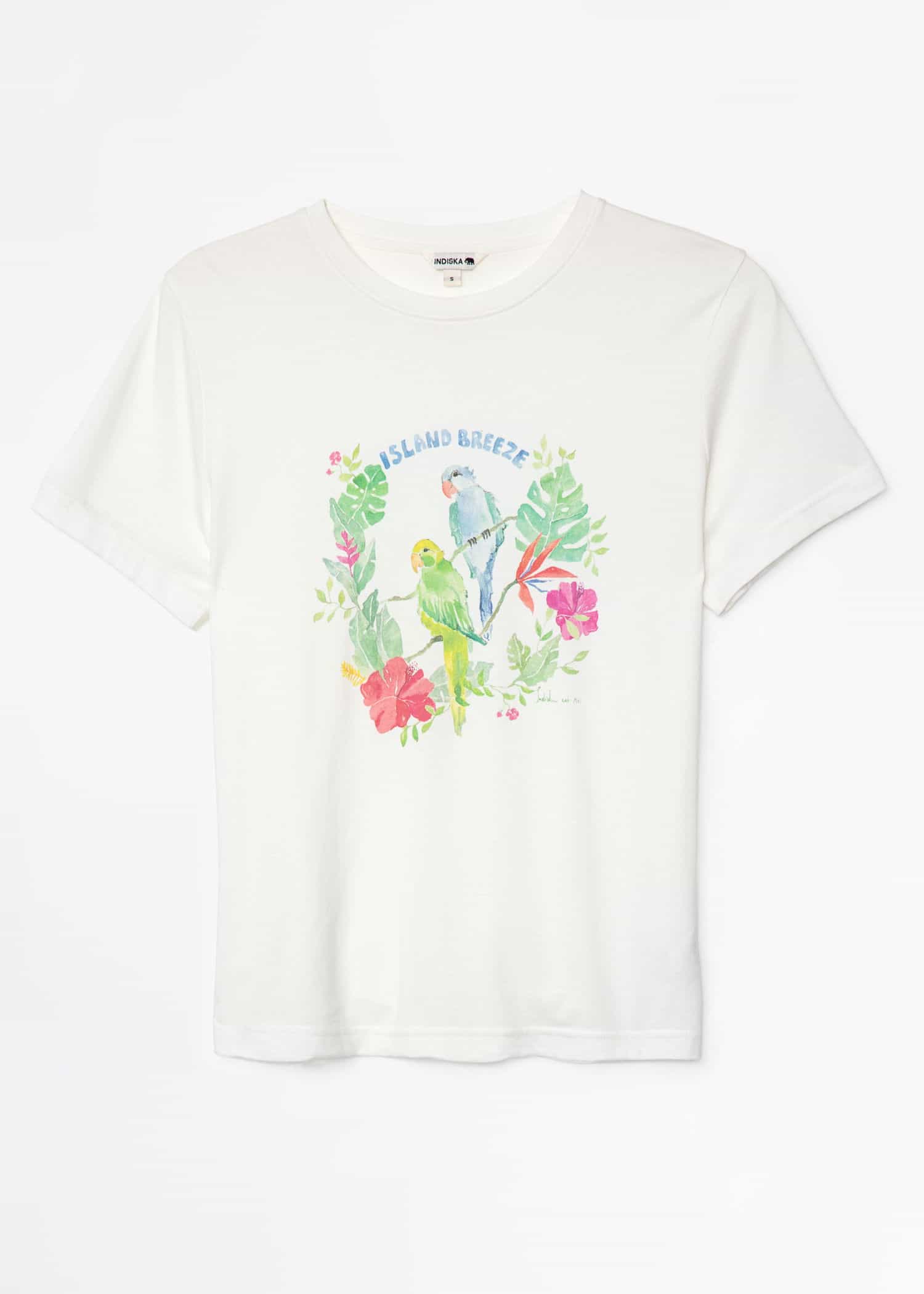 Amanda Mönstrad t-shirt - Vit 5 - Indiska