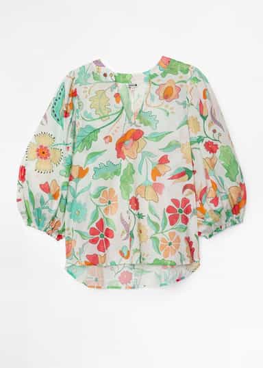 HANA Rosa bomullsbluse - Grønn 4 - Indiska