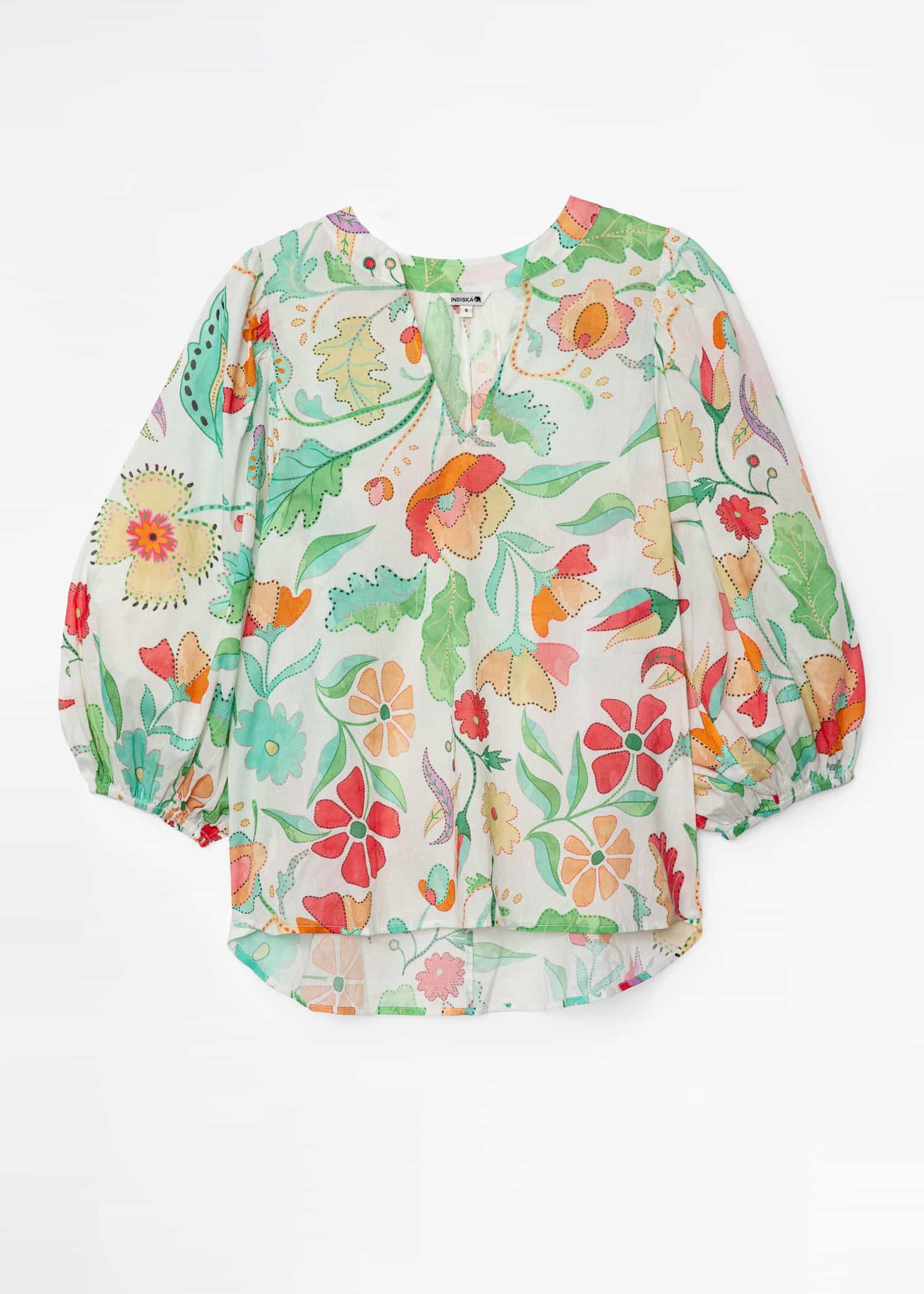 HANA Rosa bomullsbluse - Grønn 4 - Indiska