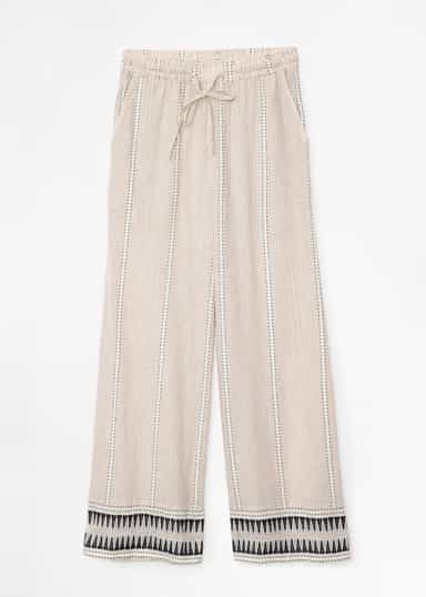 DONNA Jacquardmönstrade byxor  - Beige 4 - Indiska