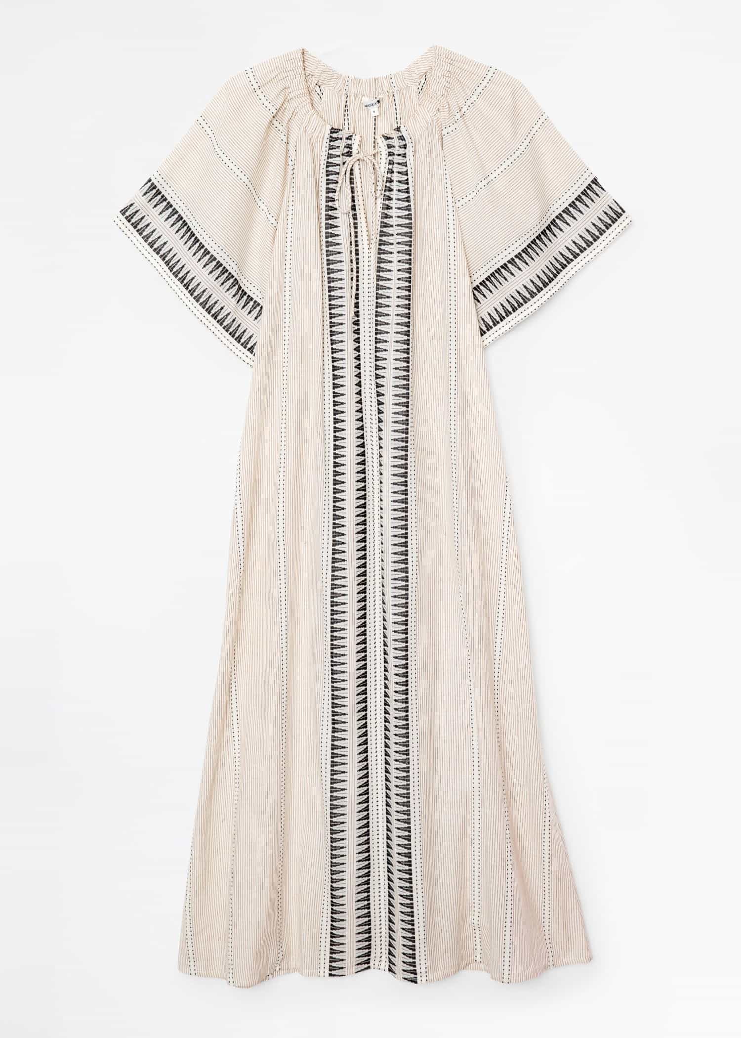DONNA Pitkä jakardikuvioitu mekko - Beige 6 - Indiska