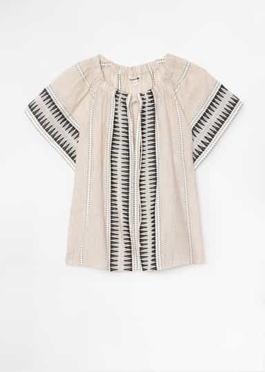DONNA Jacquardmönstrad blus - Beige 5 - Indiska