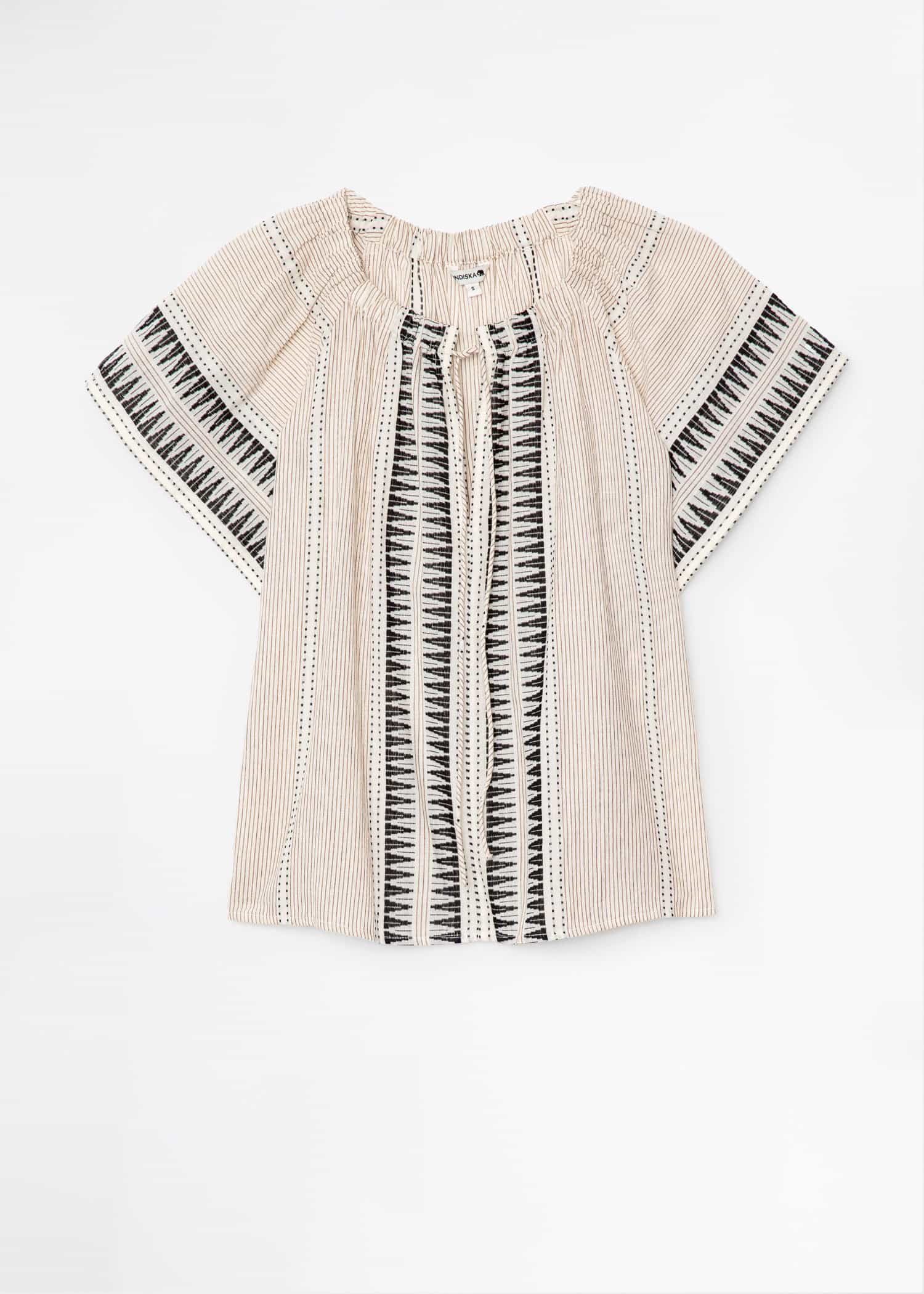 DONNA Jacquardmönstrad blus - Beige 5 - Indiska