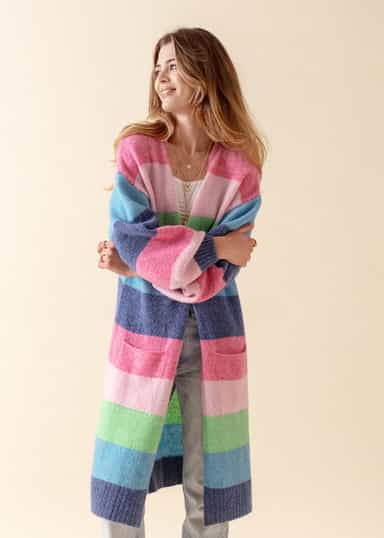 VANESSA Färgglad lång cardigan - Multi 1 - Indiska