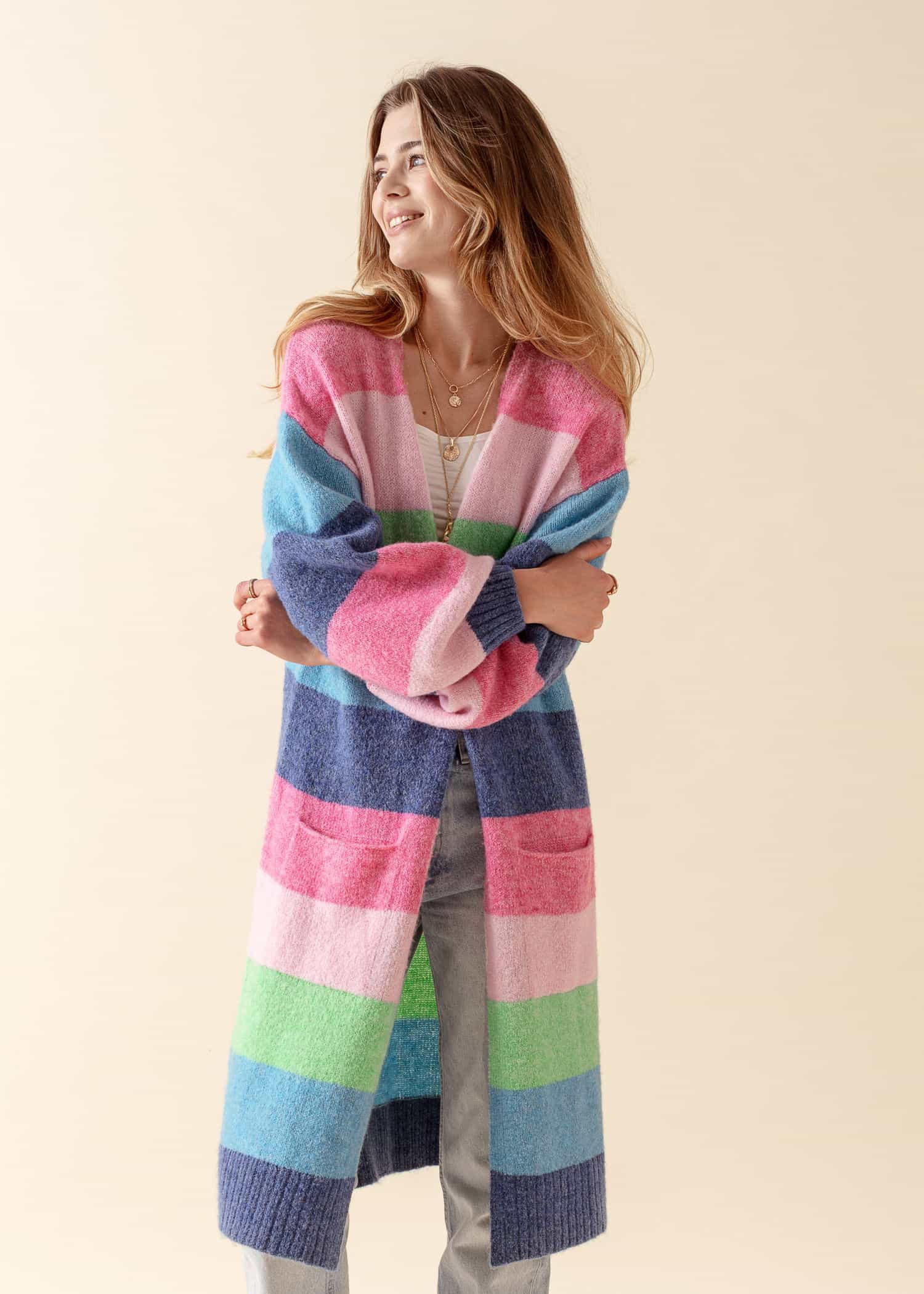 VANESSA Färgglad lång cardigan - Multi 1 - Indiska