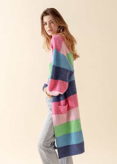 VANESSA Färgglad lång cardigan - Multi 4 - Indiska