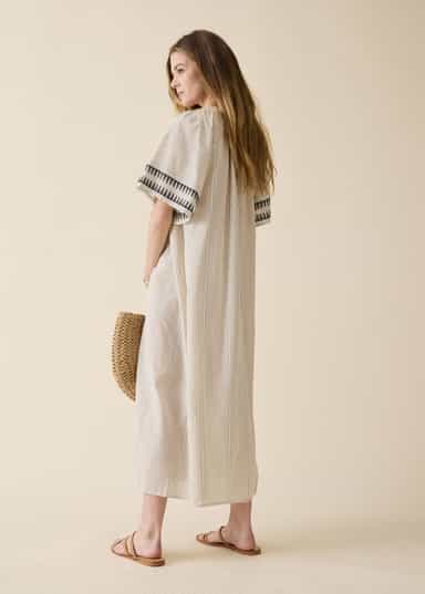 DONNA Pitkä jakardikuvioitu mekko - Beige 4 - Indiska