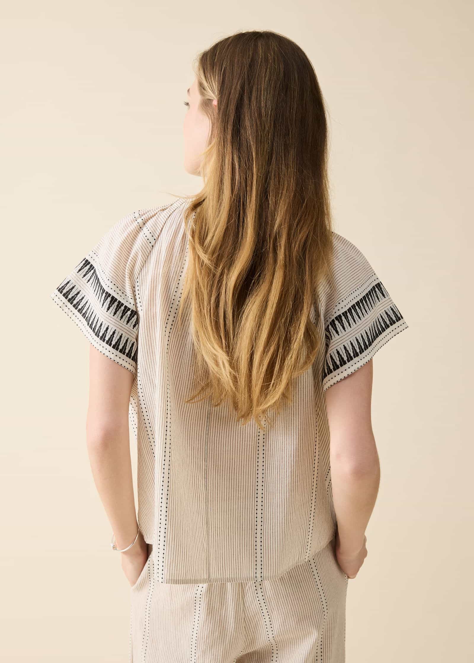 DONNA Jacquardmönstrad blus - Beige 4 - Indiska
